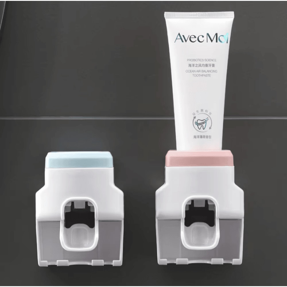 Automatic Toothpaste Dispenser With Toothbrush Holder WallMounted Bathroom Organizer 3