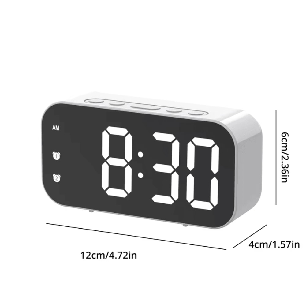 LED Digital Mirror Table Clock Alarm Time Display Electronic Desktop Clock 8