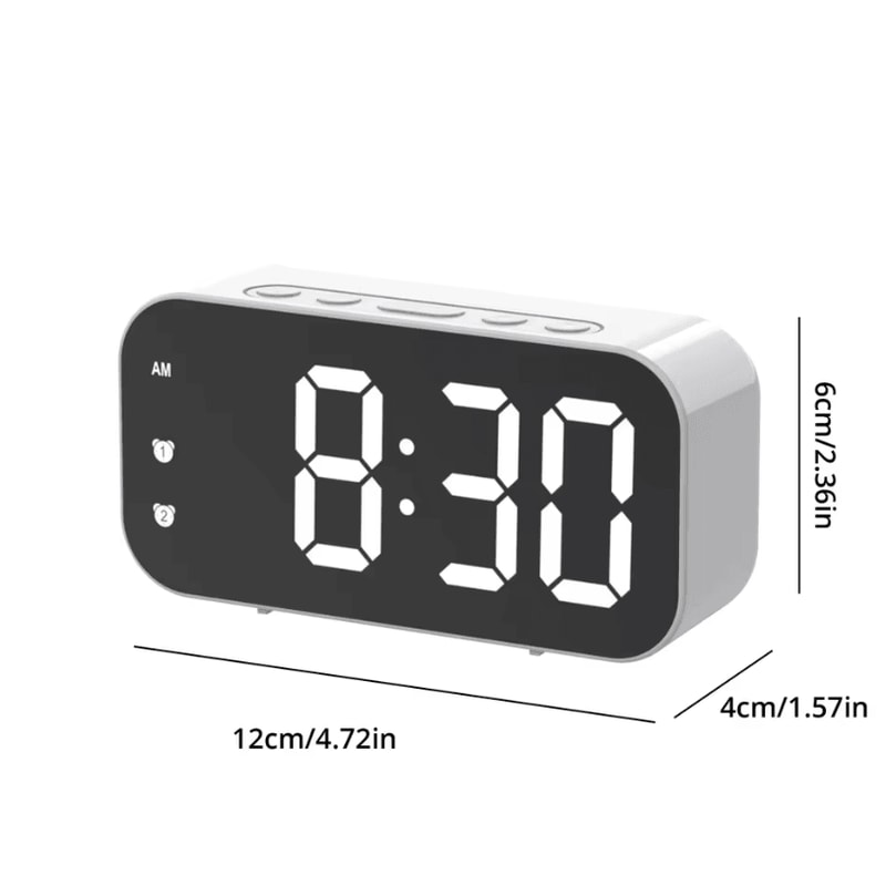 LED Digital Mirror Table Clock Alarm Time Display Electronic Desktop Clock 8