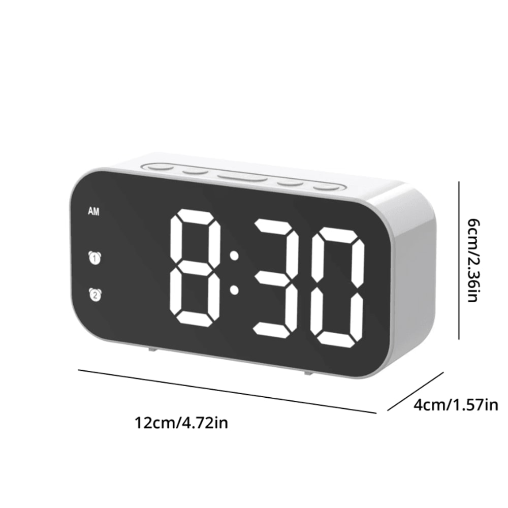 LED Digital Mirror Table Clock Alarm Time Display Electronic Desktop Clock 5