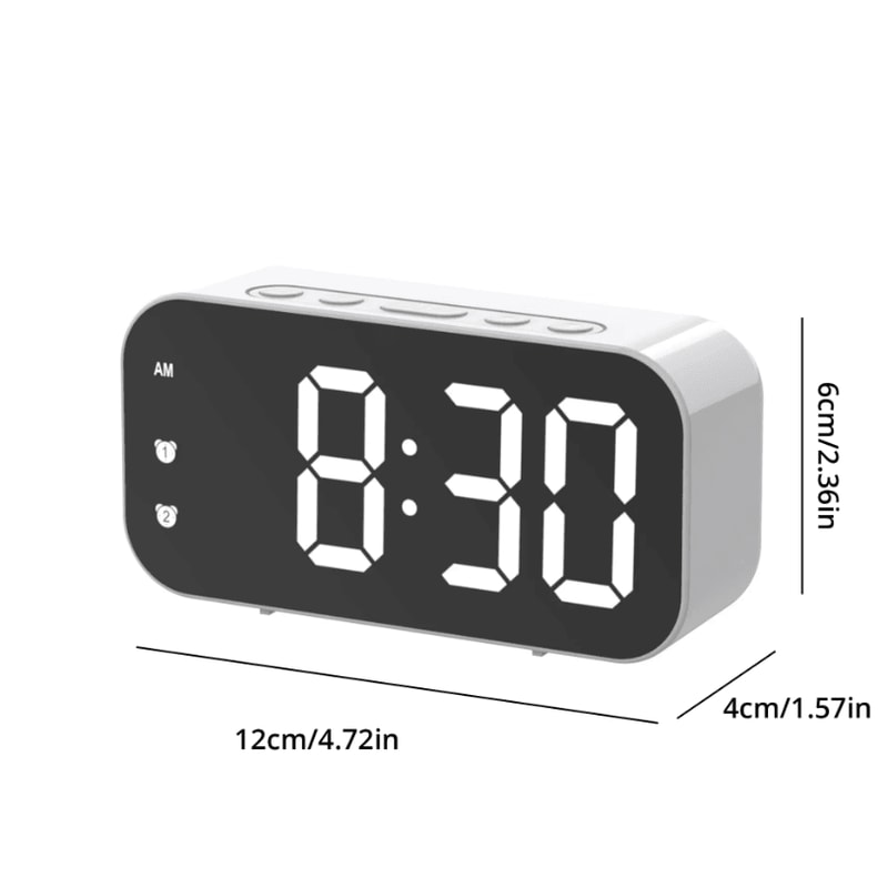 LED Digital Mirror Table Clock Alarm Time Display Electronic Desktop Clock 5