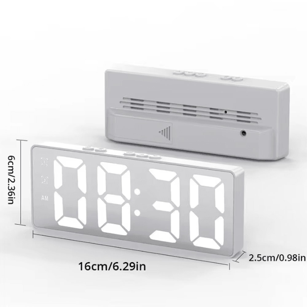 LED Digital Mirror Table Clock Alarm Time Display Electronic Desktop Clock 6