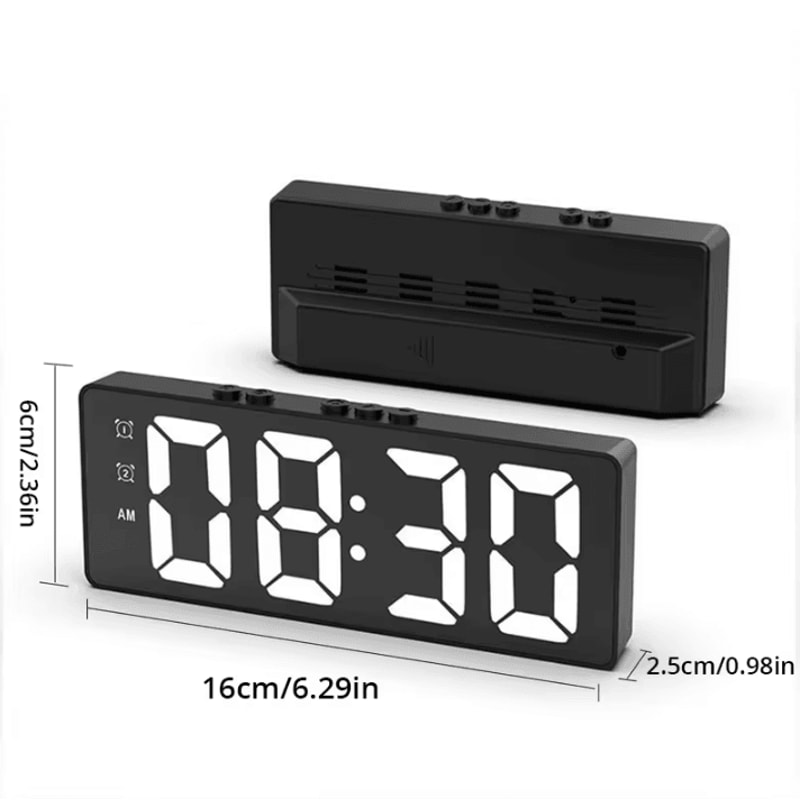 LED Digital Mirror Table Clock Alarm Time Display Electronic Desktop Clock 7