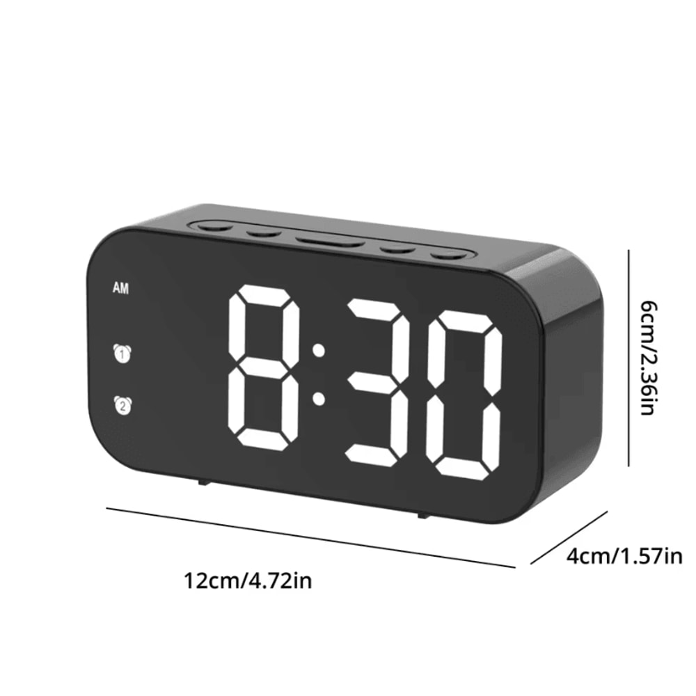 LED Digital Mirror Table Clock Alarm Time Display Electronic Desktop Clock 9