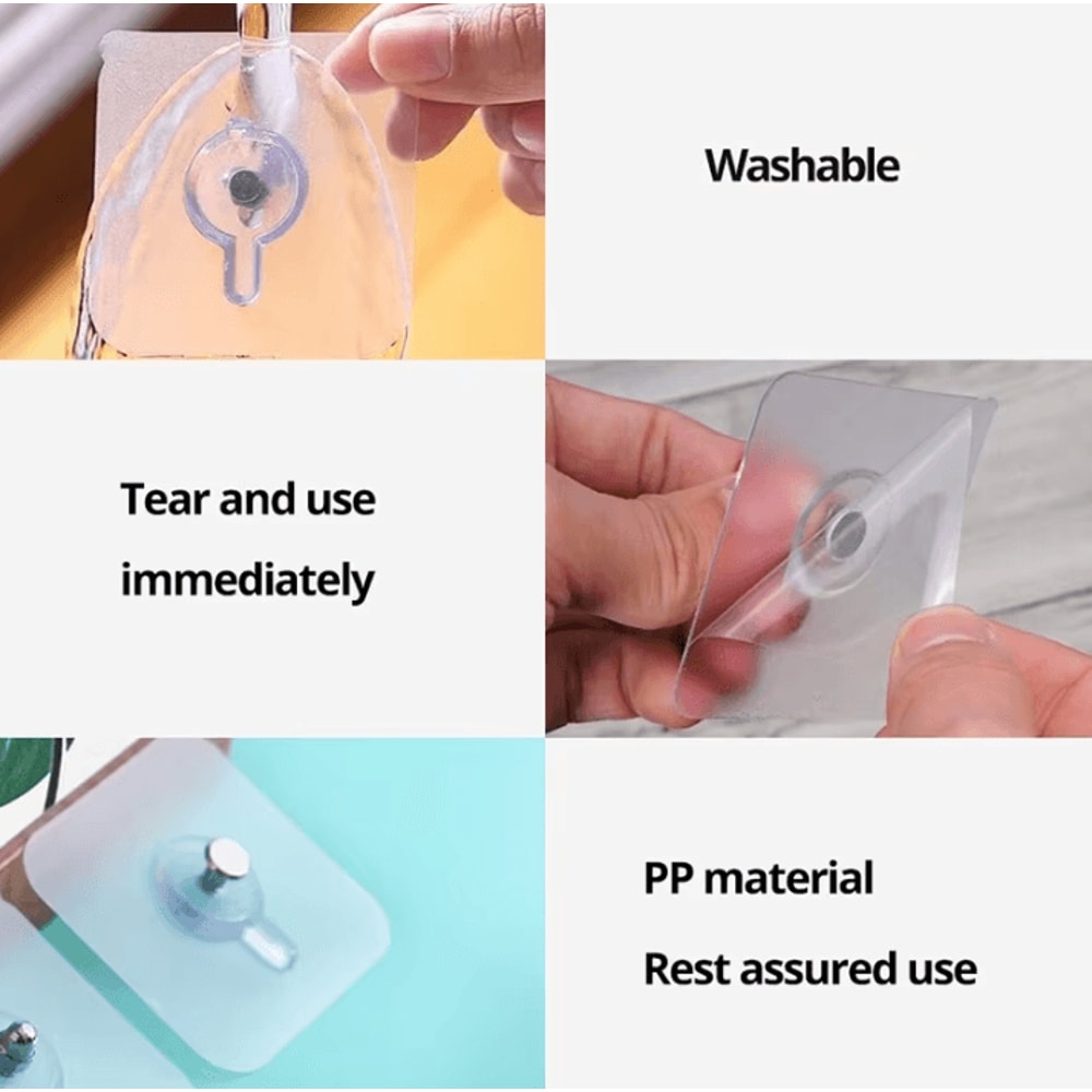 10Piece Transparent Traceless Adhesive Wall Hooks Picture Mural Hanging Nails 4