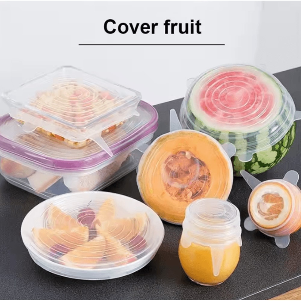 6Piece Silicone FreshKeeping Bowl Cover Set Stretch Sealed Food Storage Lids 0