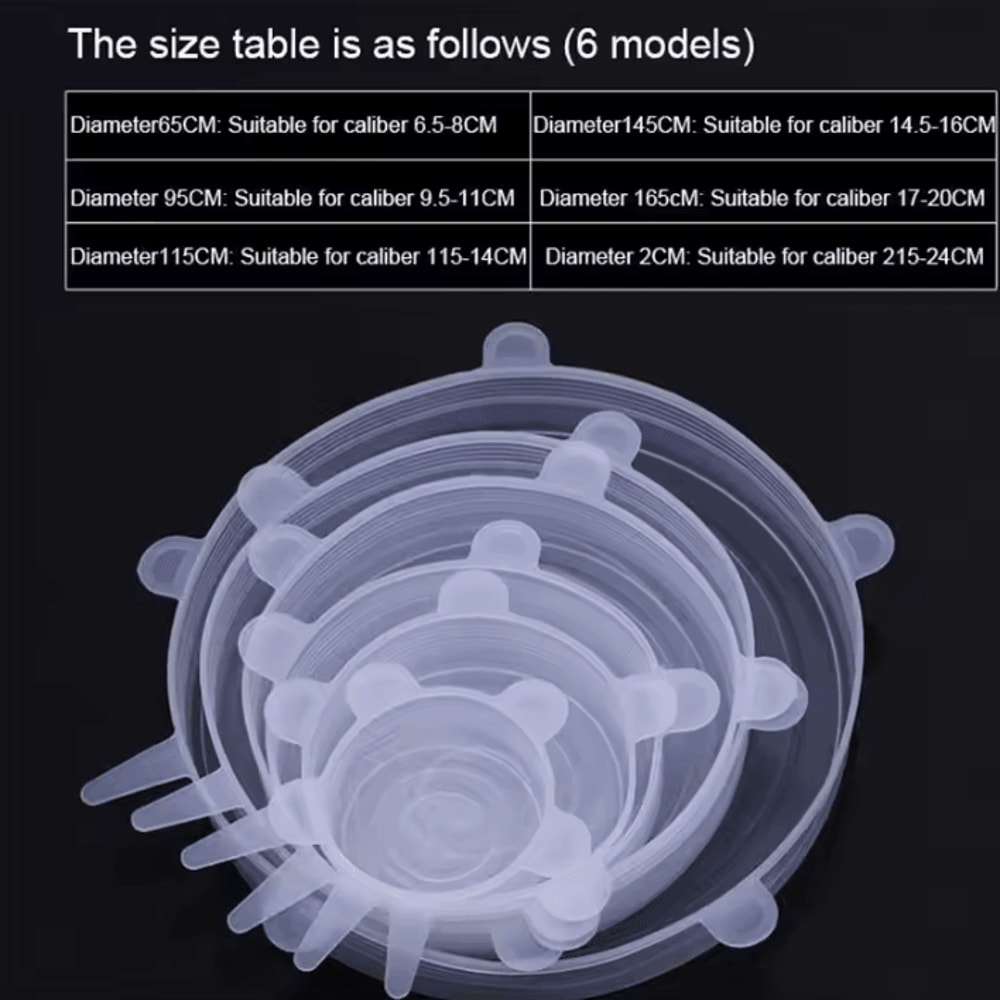 6Piece Silicone FreshKeeping Bowl Cover Set Stretch Sealed Food Storage Lids 3