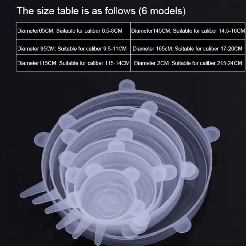 6Piece Silicone FreshKeeping Bowl Cover Set Stretch Sealed Food Storage Lids 3