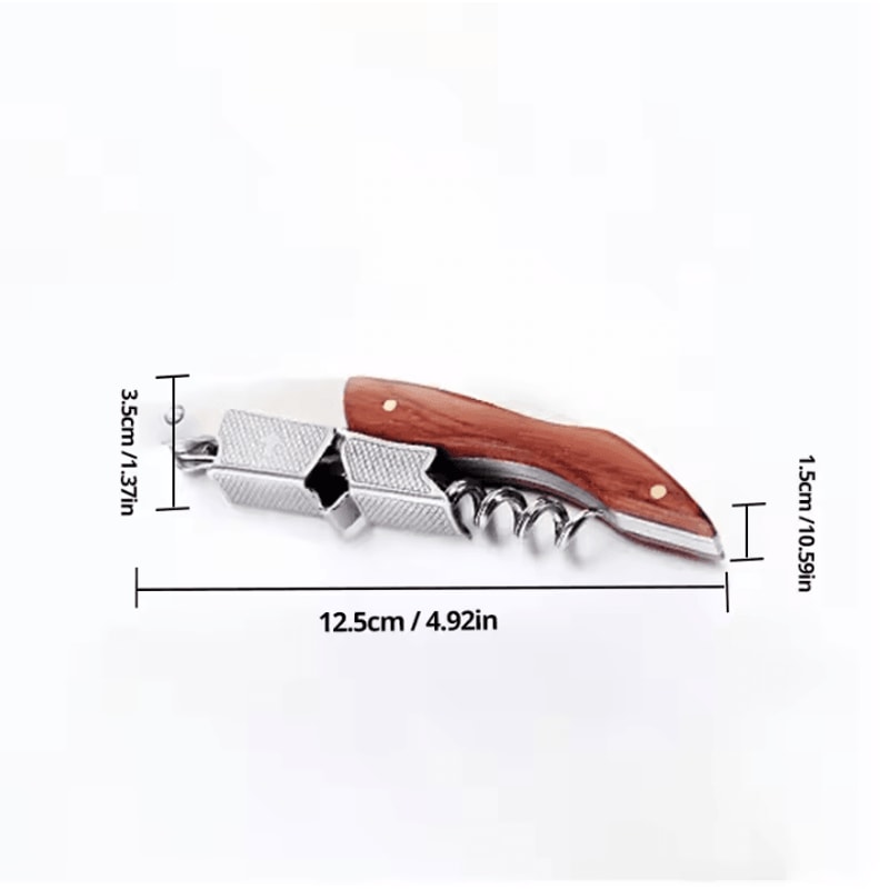 Stainless Steel Wine Corkscrew With Wood Handle Professional Portable Bottle Opener 5