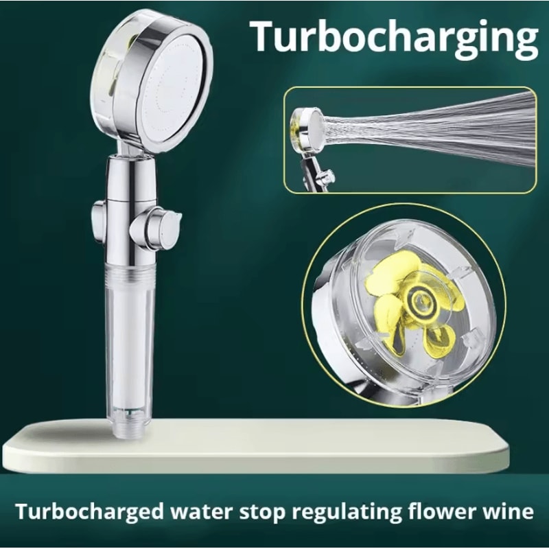 New Propeller Driven Shower Head Cotton Filter Turbocharged High Pressure Handheld Shower Nozzle 0