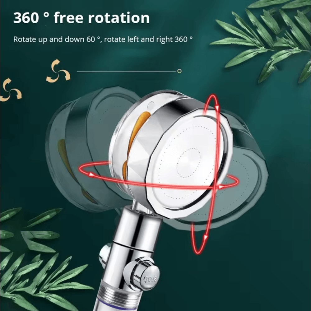 New Propeller Driven Shower Head Cotton Filter Turbocharged High Pressure Handheld Shower Nozzle 3