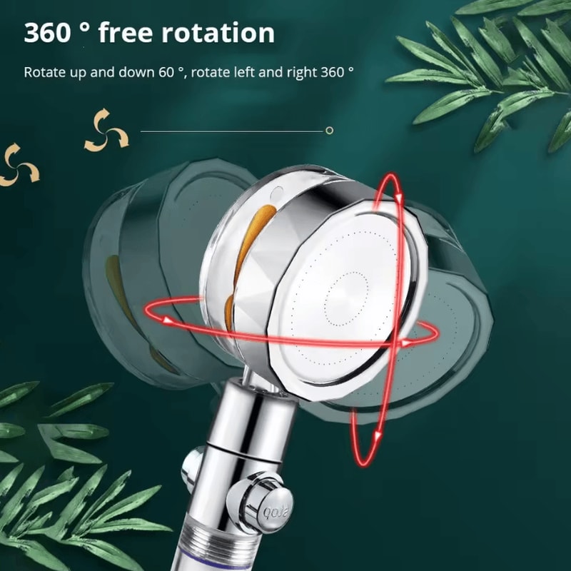 New Propeller Driven Shower Head Cotton Filter Turbocharged High Pressure Handheld Shower Nozzle 3