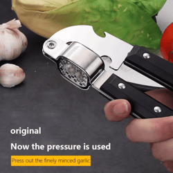 stainless steel garlic press – manual garlic crusher for easy minced garlic (black)