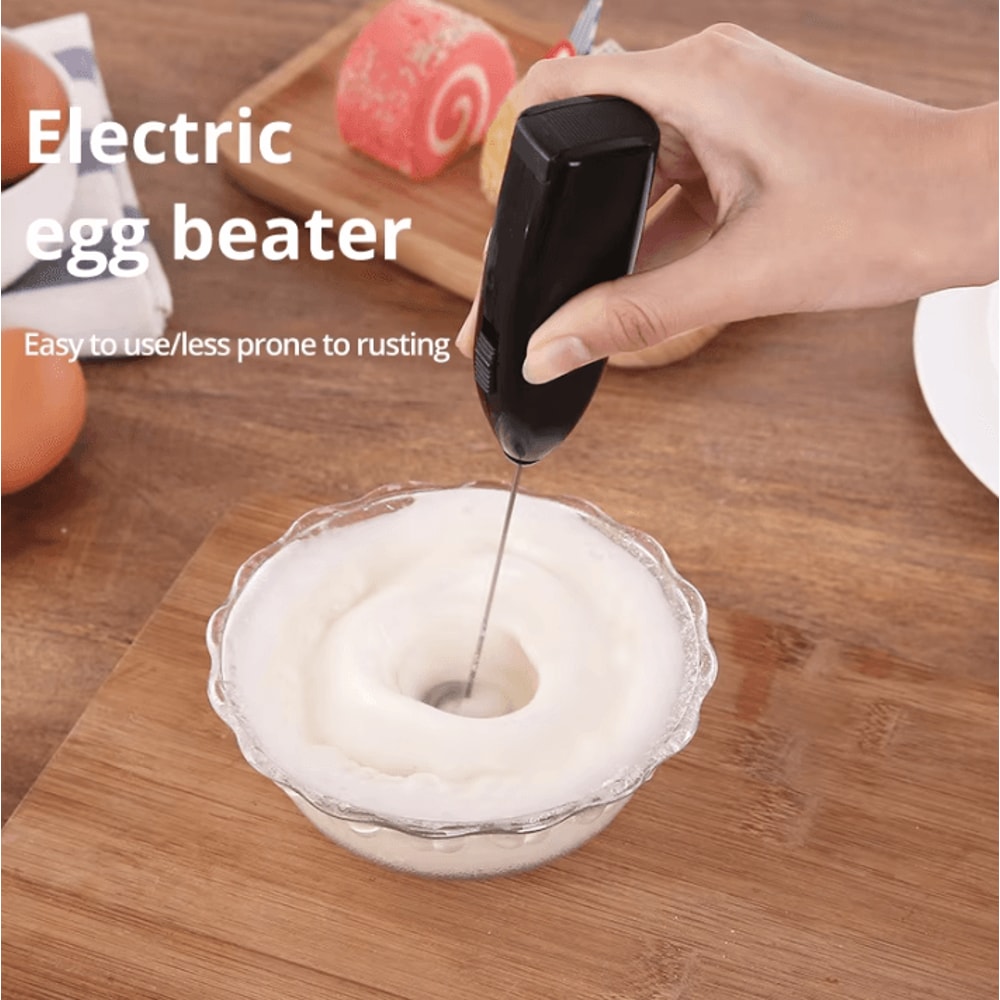 Electric Milk Frother Egg Beater Stainless Steel Handheld Blender For Coffee Kitchen 0