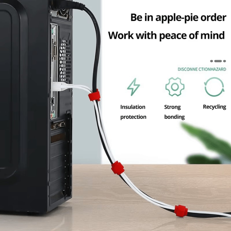 Reusable Detachable Cable Ties 50100PCS Colored Nylon Loop Wraps For Wire Cable Organization 1