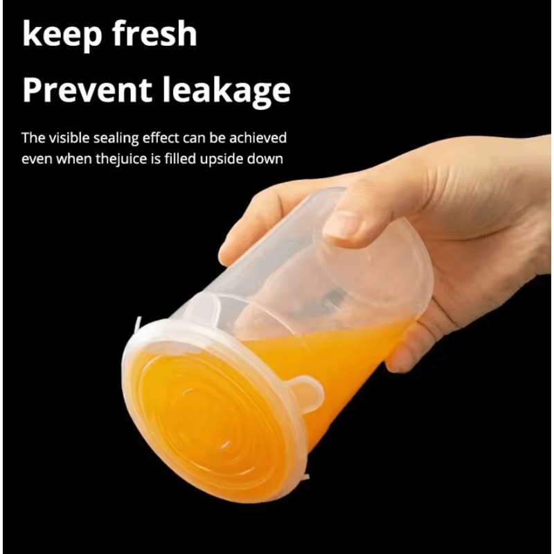 6Piece Transparent Silicone Kitchen Utensils FreshKeeping Stretch Universal Bowl Covers 4