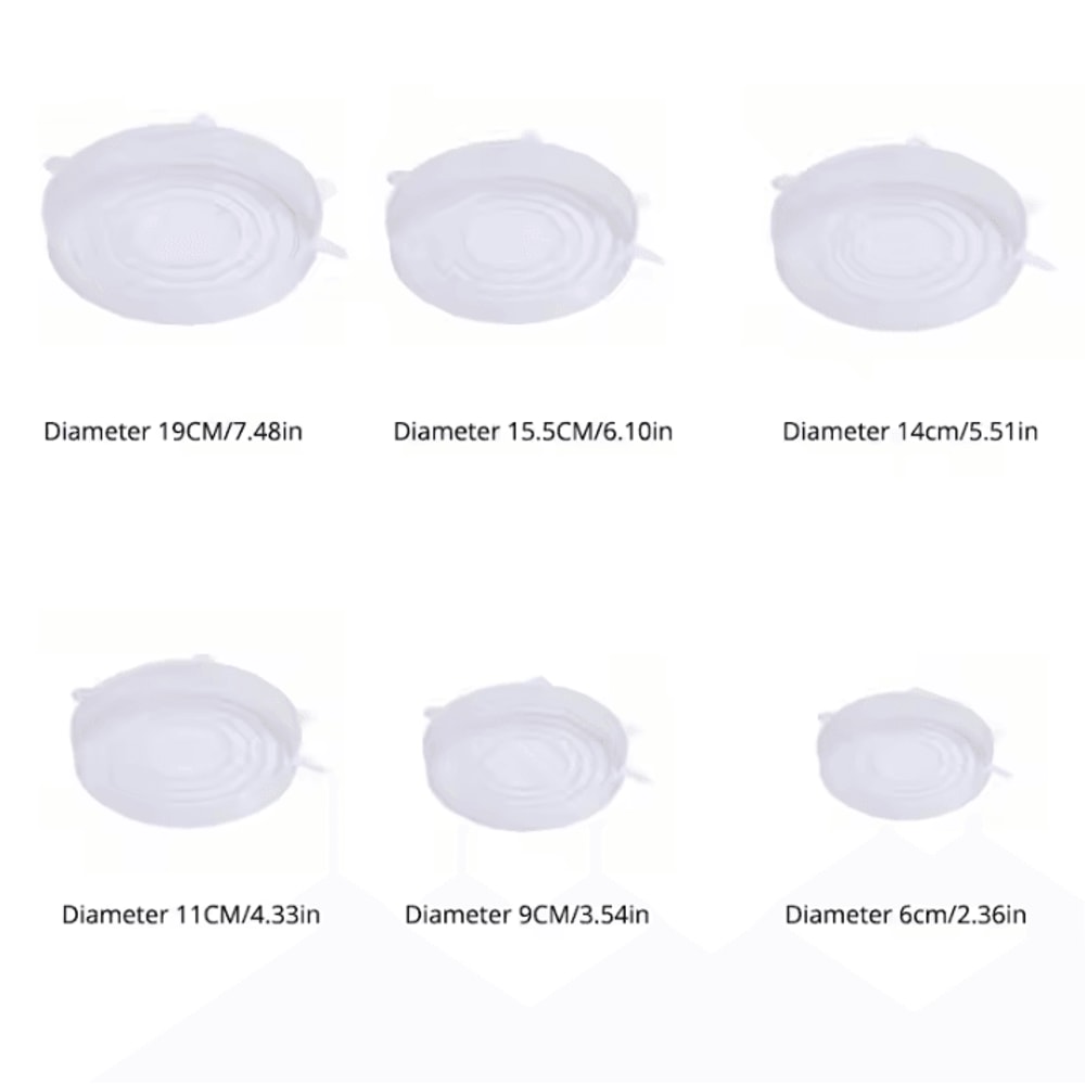 6Piece Transparent Silicone Kitchen Utensils FreshKeeping Stretch Universal Bowl Covers 5