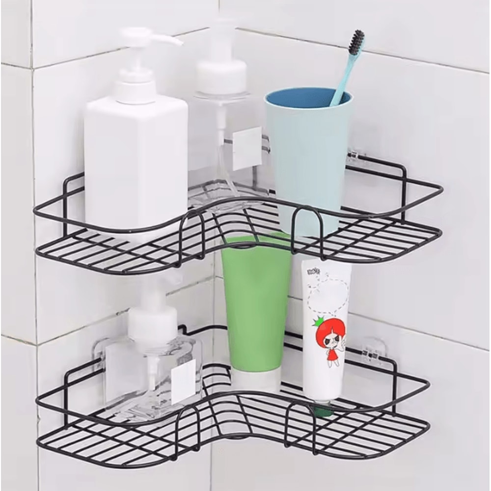 Iron Triangle Rack For Kitchen Bathroom Thickened Durable Corner Storage Shelf 0
