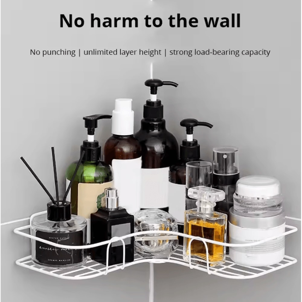 Iron Triangle Rack For Kitchen Bathroom Thickened Durable Corner Storage Shelf 1