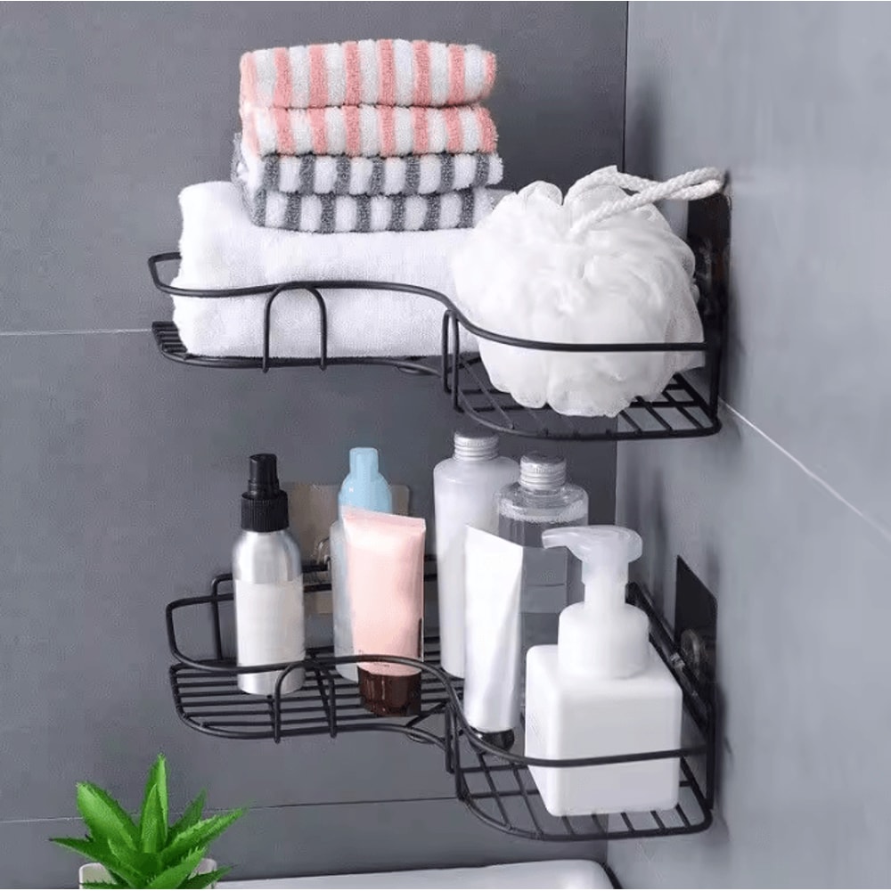 Iron Triangle Rack For Kitchen Bathroom Thickened Durable Corner Storage Shelf 2