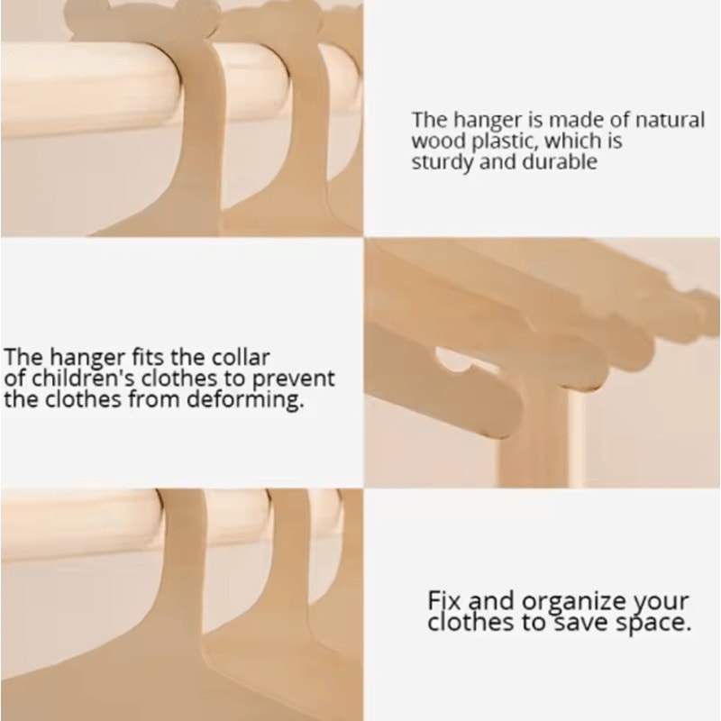 10Piece Baby Wooden Hanger Rack Creative Nursery Clothes Hanger Set 4