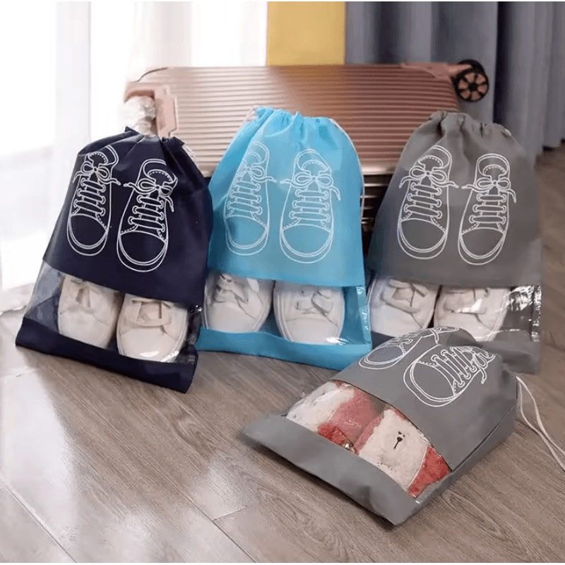 5Piece Waterproof Shoe Storage Bag Set Large Capacity NonWoven Travel Shoe Organizer 0
