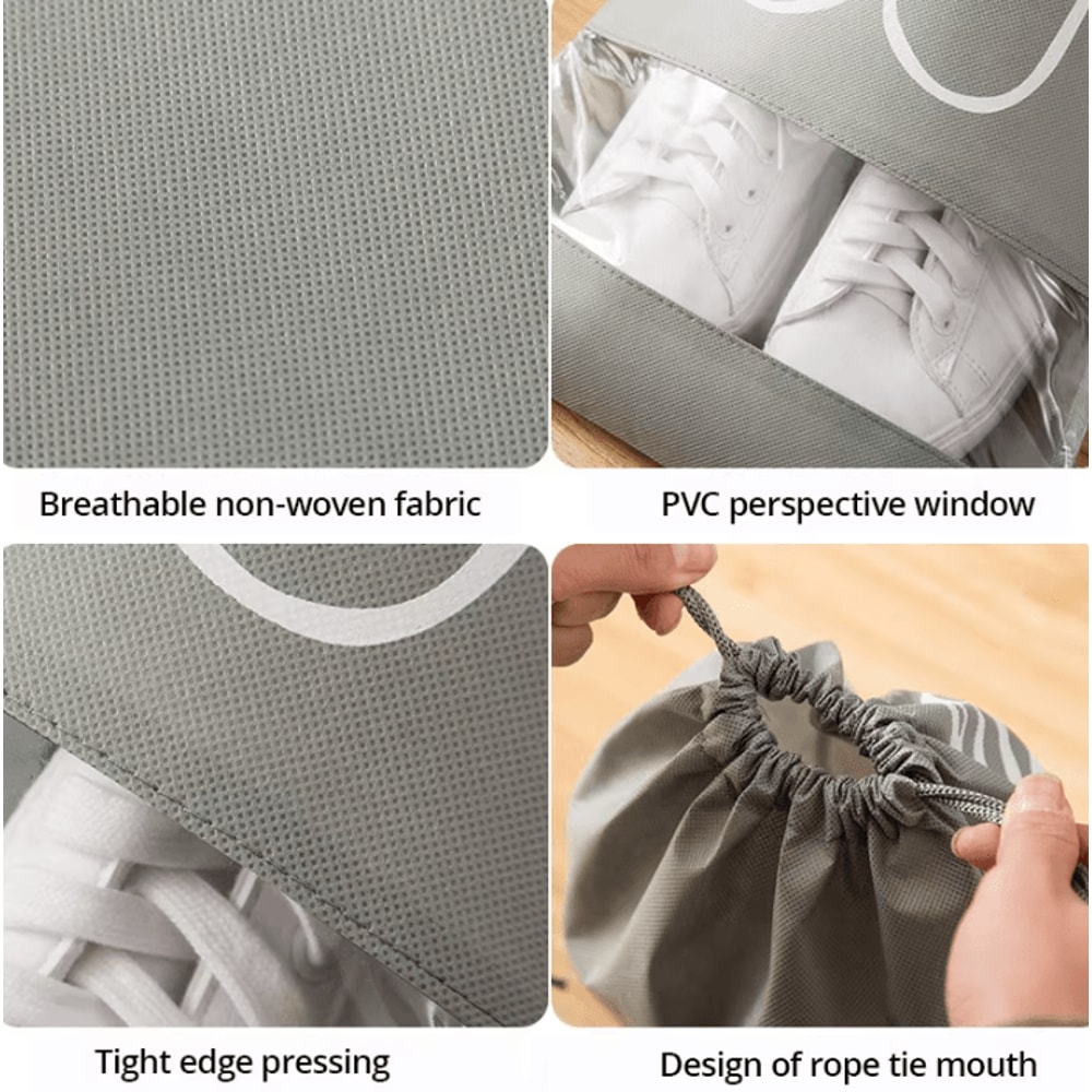 5Piece Waterproof Shoe Storage Bag Set Large Capacity NonWoven Travel Shoe Organizer 3