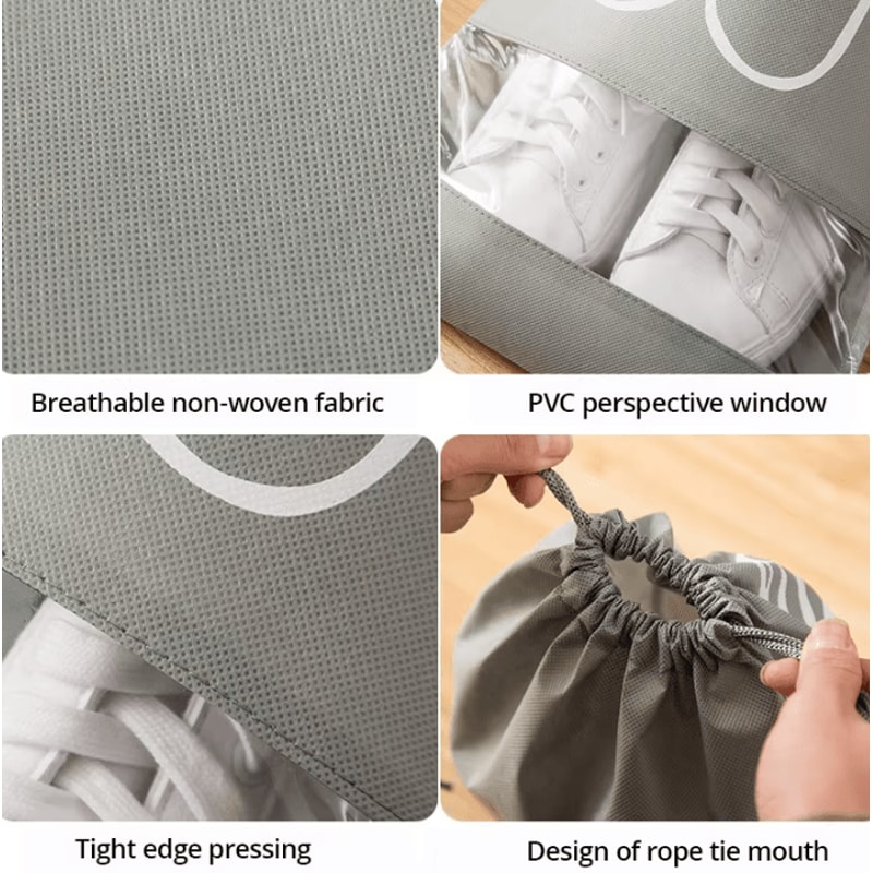 5Piece Waterproof Shoe Storage Bag Set Large Capacity NonWoven Travel Shoe Organizer 3