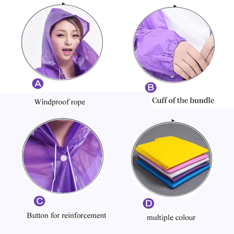 AllSeason Hooded Waterproof Rain Coat Thickened Outdoor Poncho For Men Women 3