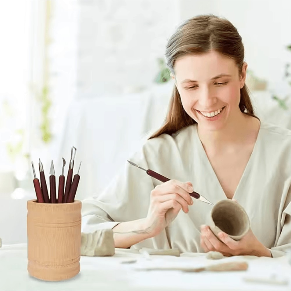 6Piece Wood Handle Pottery Clay Tools Set Sculpting Carving Smoothing Ceramic Kit 2