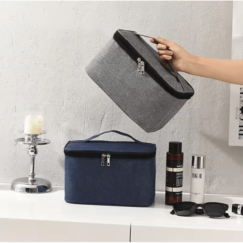 Double Layer Mens Toiletry Bag Large Capacity Oxford Travel Cosmetic Pouch 1