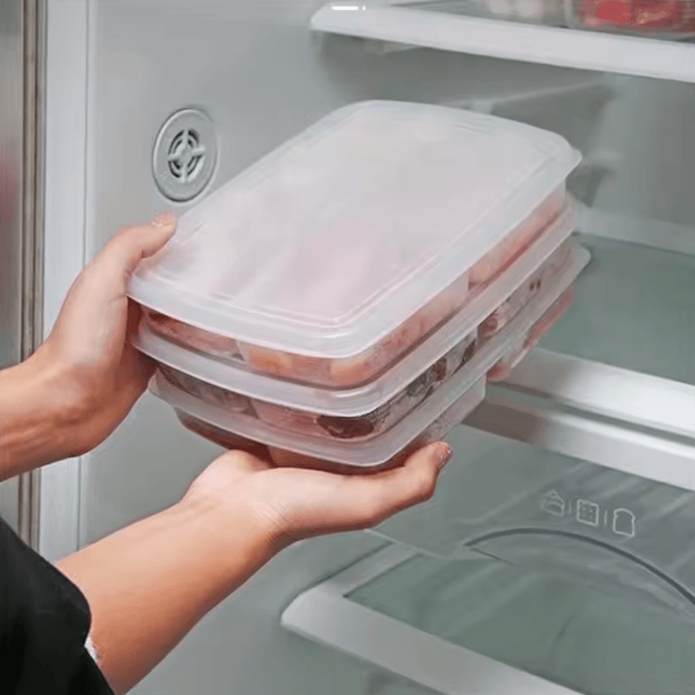 Transparent Large Capacity Refrigerator Storage Box 4Grid Frozen Meat Food Organizer 1