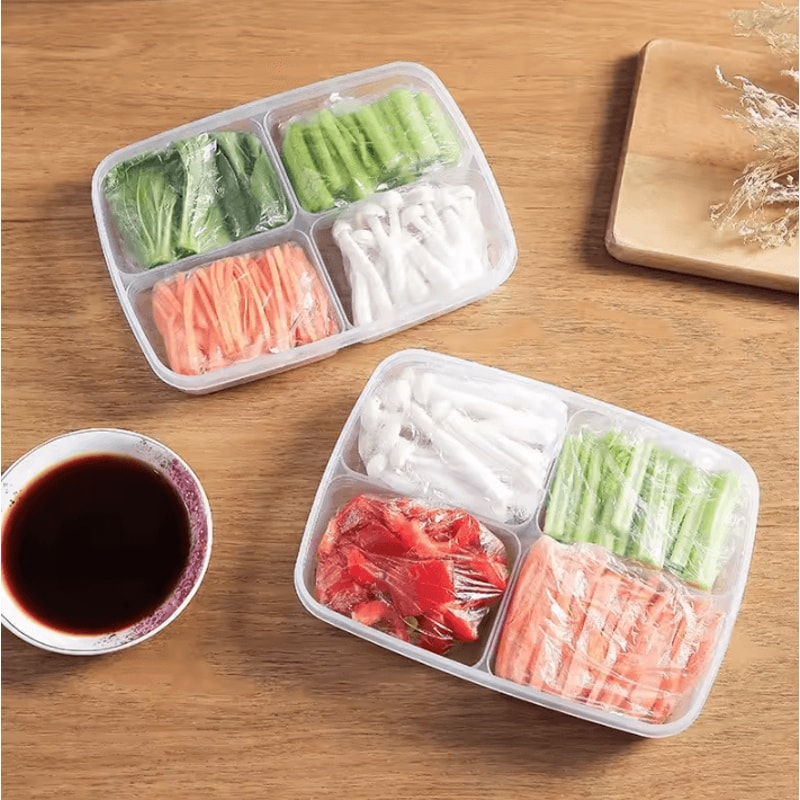 Transparent Large Capacity Refrigerator Storage Box 4Grid Frozen Meat Food Organizer 3