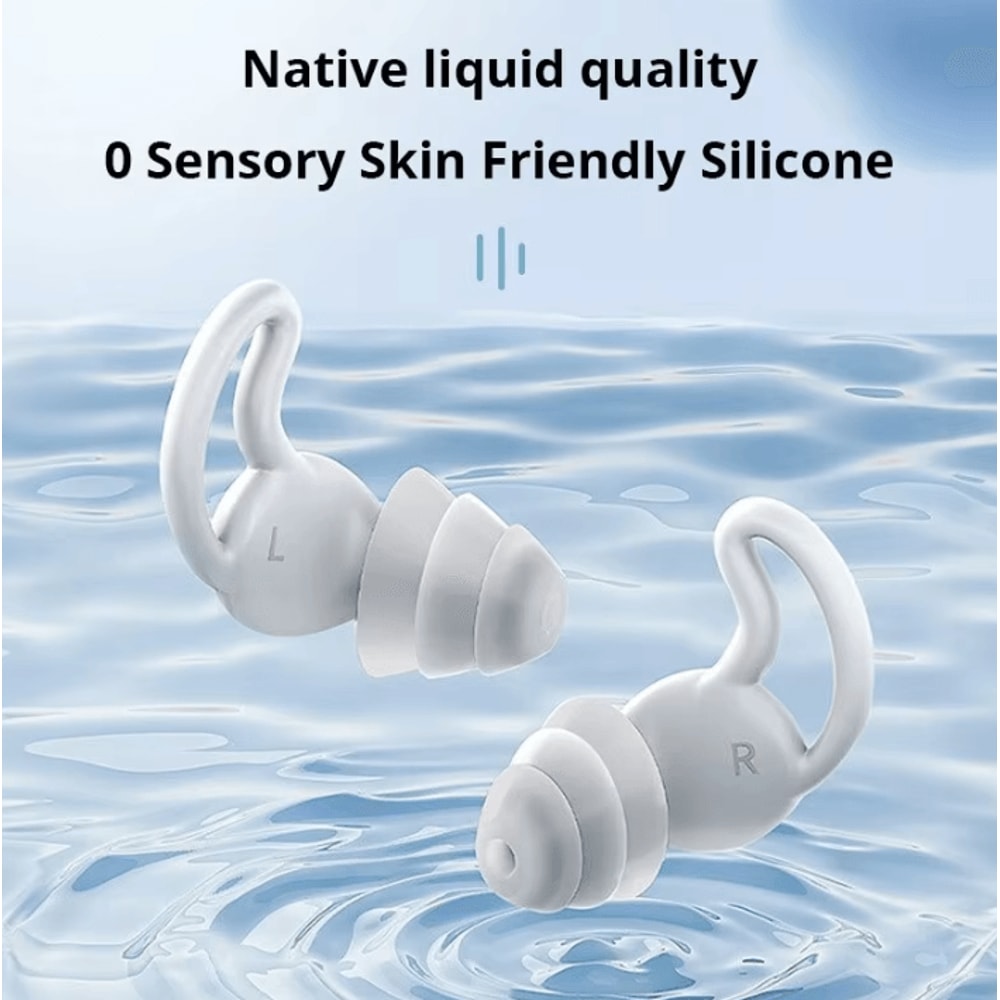 ThreeLayer Silicone Earplugs Waterproof Soundproof Noise Reduction For Swimming Sleep 1
