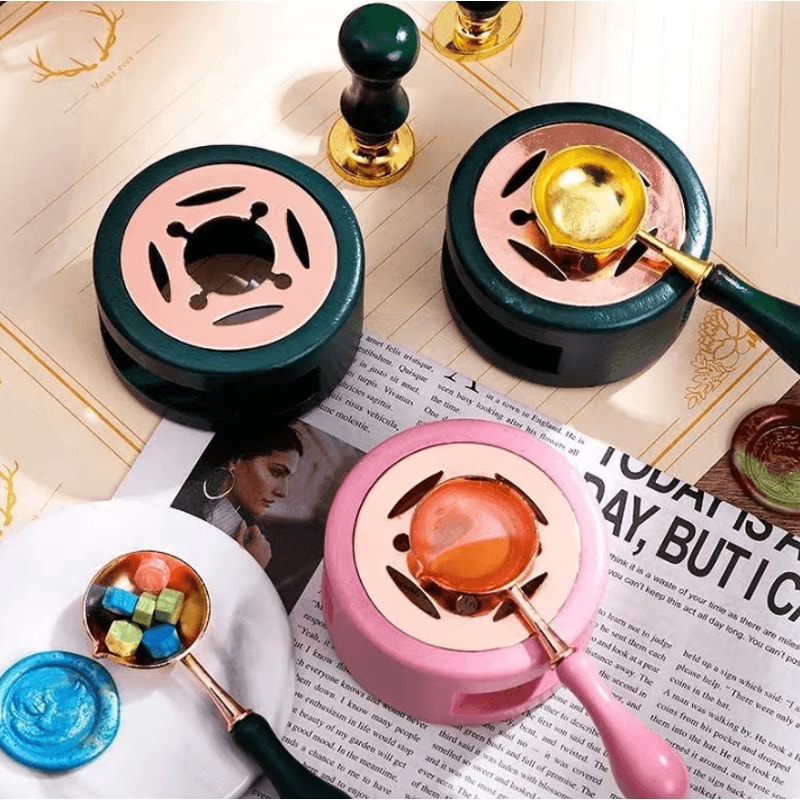 Wax Melting Furnace Set With Spoon Metal Sheet Lacquer Seal Furnace For Stamping Hollow Circle To 2