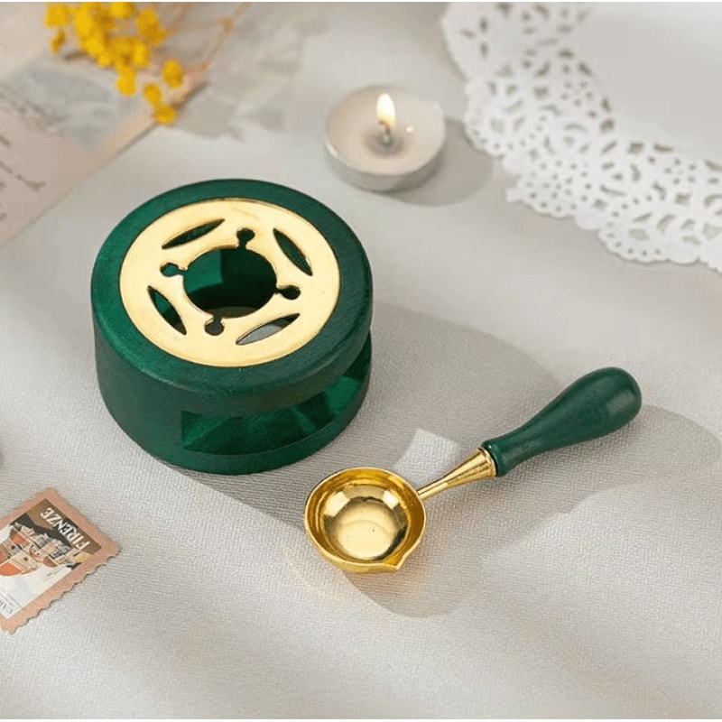 Wax Melting Furnace Set With Spoon Metal Sheet Lacquer Seal Furnace For Stamping Hollow Circle To 3