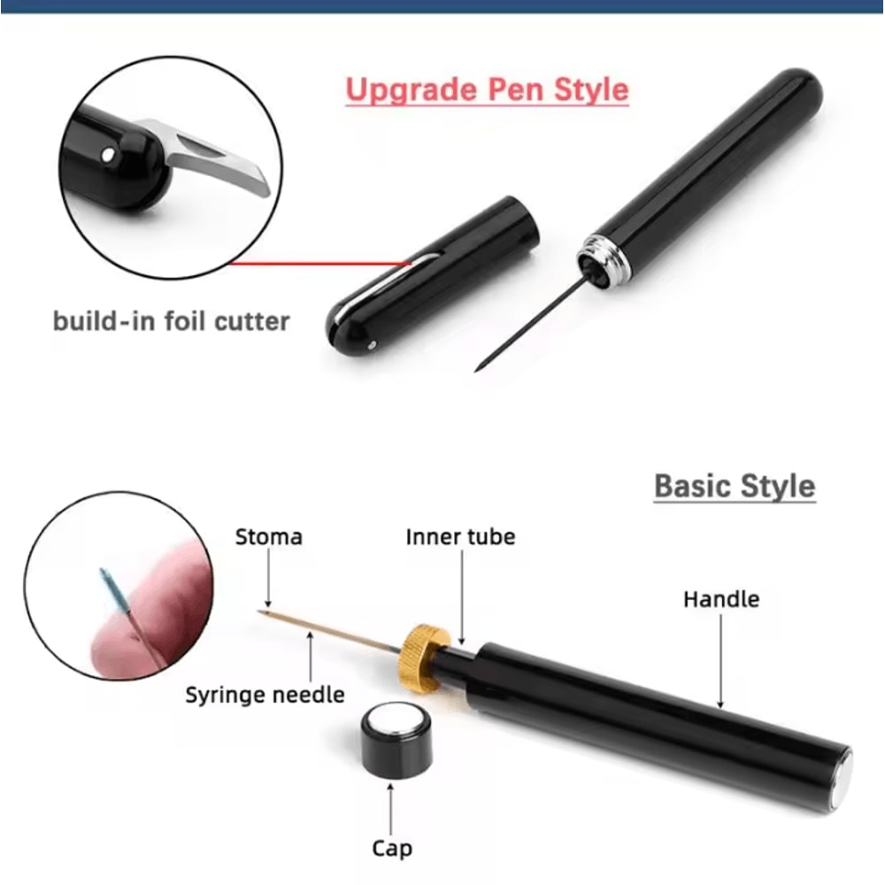 Black Stainless Steel Air Pressure Corkscrew Portable Wine Bottle Opener Cork Remover Air Pump To 3