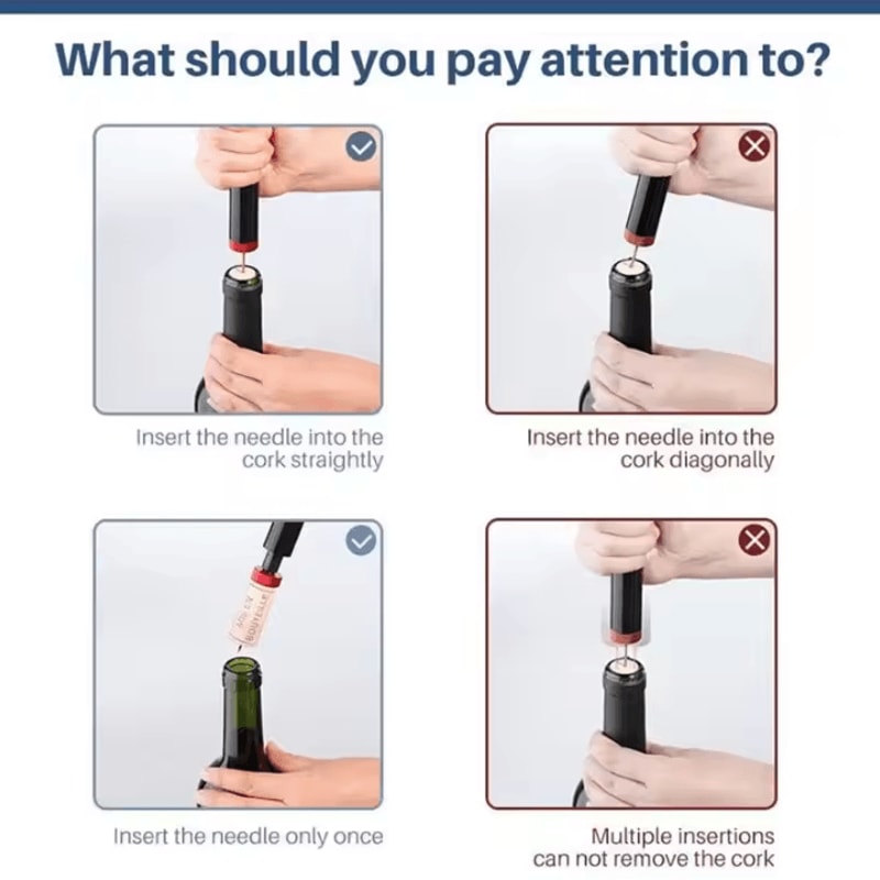 Black Stainless Steel Air Pressure Corkscrew Portable Wine Bottle Opener Cork Remover Air Pump To 4