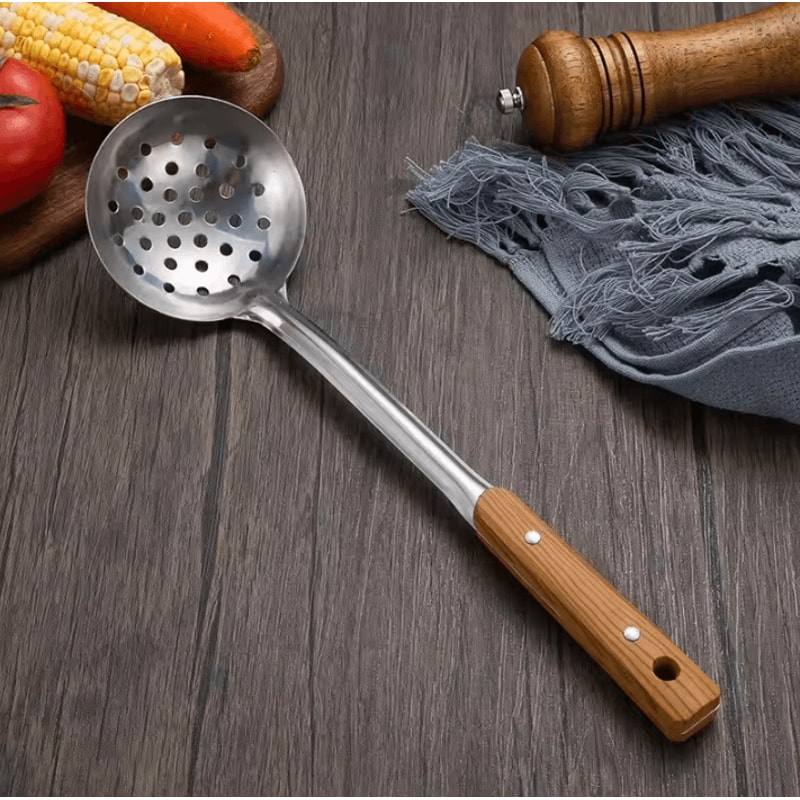 Stainless Steel Kitchen Tools Set With Wood Grain Handle Spatula Spoon Leaky Shovel Cooking Utens 9