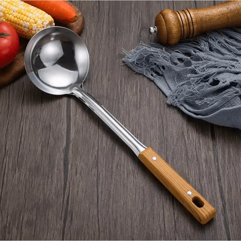 Stainless Steel Kitchen Tools Set With Wood Grain Handle Spatula Spoon Leaky Shovel Cooking Utens 6