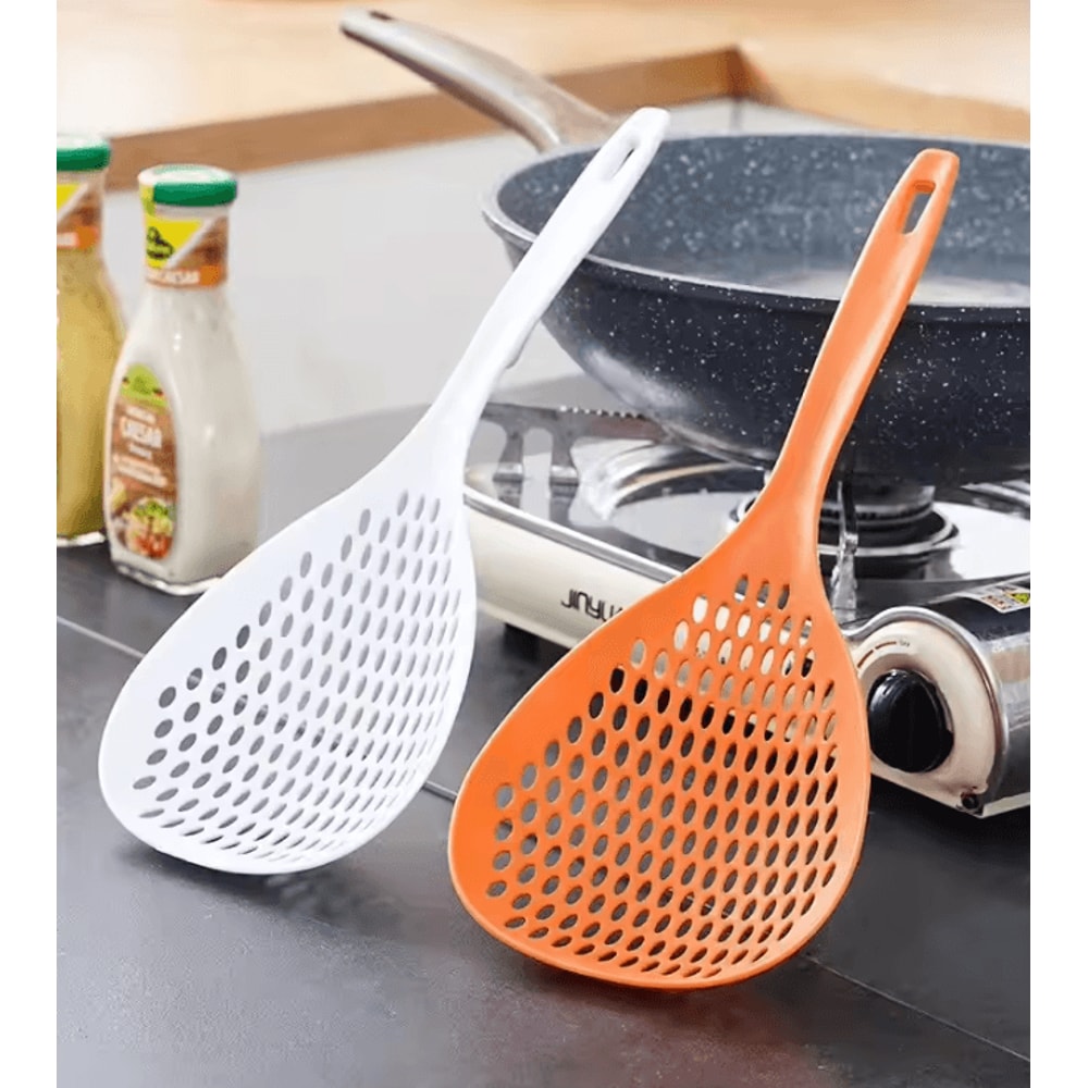 Heat Resistant Large Capacity Kitchen Spoon High Temperature White Serving Dumpling Straining Lad 4