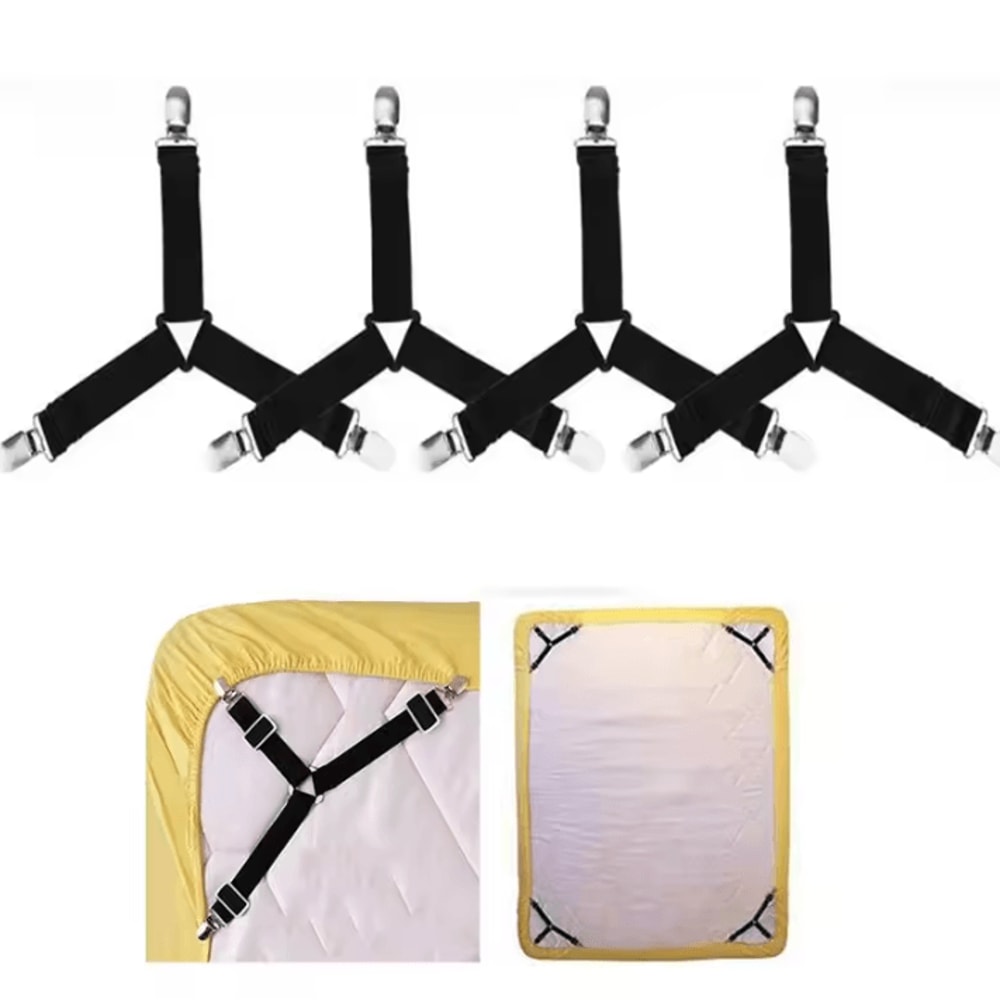 4Piece Bed Sheet Fasteners Mattress Cover Clips Adjustable Elastic Straps For Bed Sheet Organizer 0
