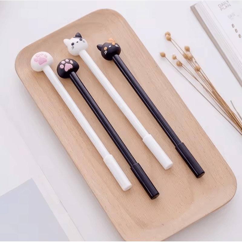 10Piece Kawaii Cat Gel Ink Pen Set Cute Black Ink Stationery For School Office 2