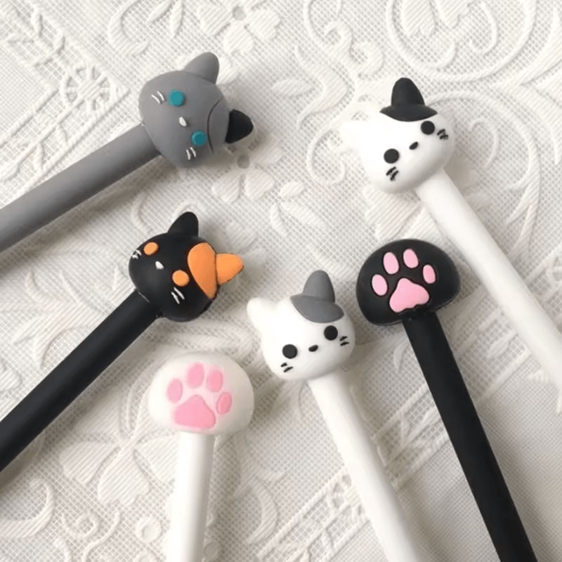 10Piece Kawaii Cat Gel Ink Pen Set Cute Black Ink Stationery For School Office 3