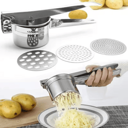 stainless steel potato masher & ricer press – vegetable & fruit squeezer for mashed potatoes