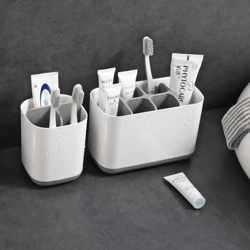 toothbrush holder rack – plastic electric toothbrush & toothpaste storage organizer for bathroom