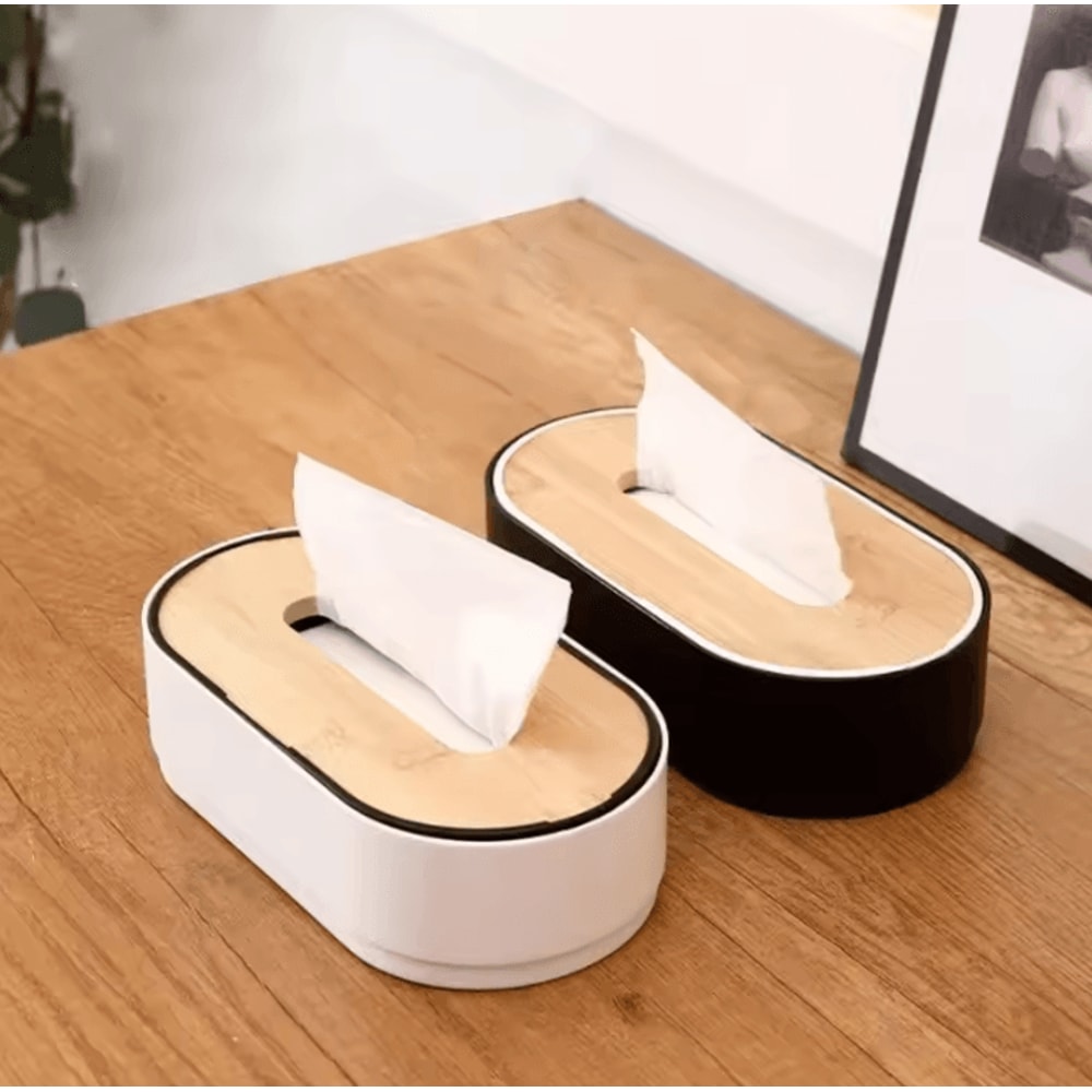 Bamboo Tissue Box Holder Toilet Paper Napkin Dispenser Storage Organizer 0