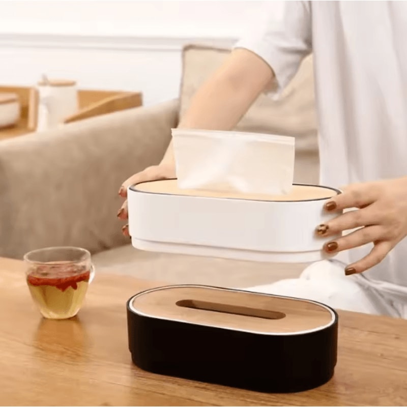 Bamboo Tissue Box Holder Toilet Paper Napkin Dispenser Storage Organizer 1