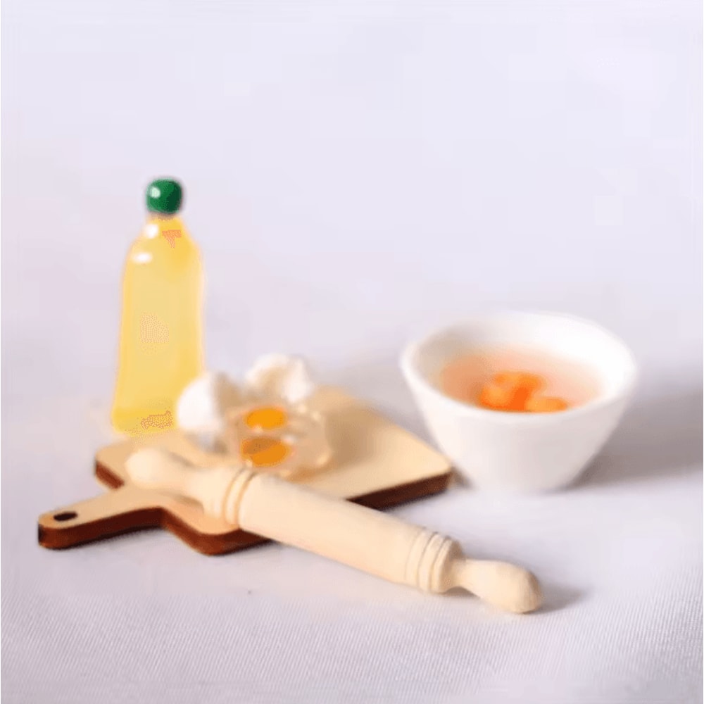 5Piece Mini Kitchen Set Dollhouse Cute Rolling Pin Egg Bowl Olive Oil Accessories 2