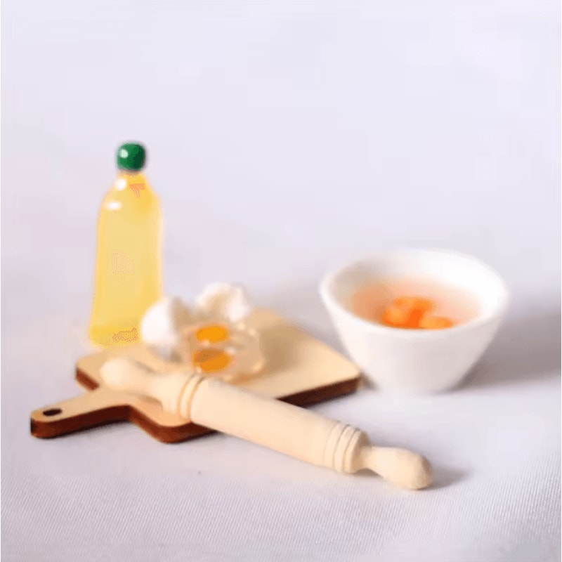 5Piece Mini Kitchen Set Dollhouse Cute Rolling Pin Egg Bowl Olive Oil Accessories 2